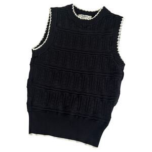 Madewell Mixed Stitch Sleeveless Sweater in Black and Ivory Combo Women’s XXS